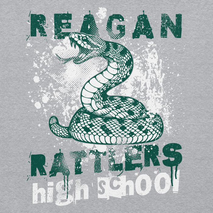 Close-up view of Reagan High School Rattlers Grey Classic Unisex Hoodie 205