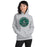 Woman wearing Reagan High School Rattlers Grey Classic Unisex Hoodie 215