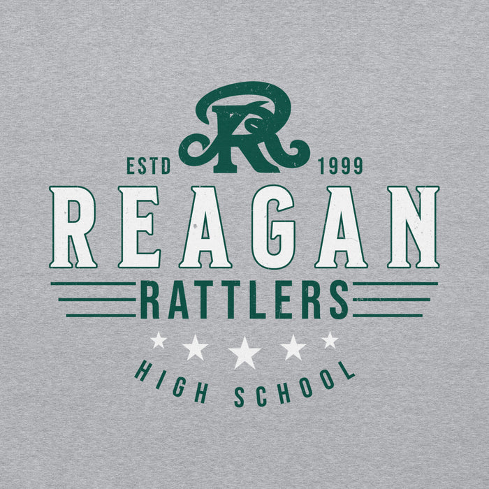 Close-up view of Reagan High School Rattlers Grey Classic Unisex Hoodie 217