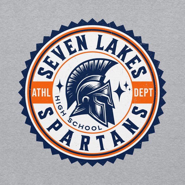 Close-up view of Seven Lakes High School Spartans Grey Classic Unisex Hoodie 203