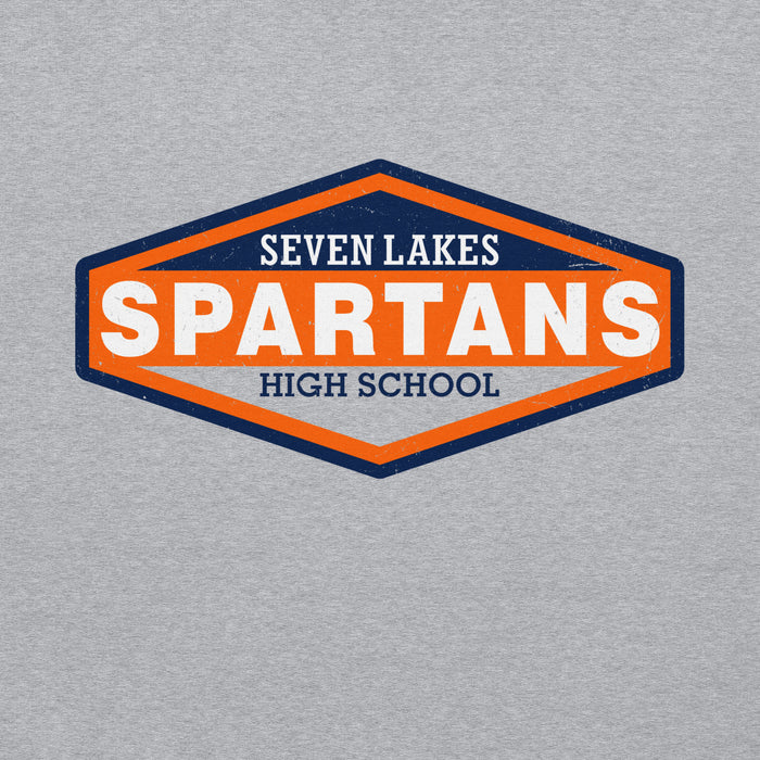 Close-up view of Seven Lakes High School Spartans Grey Classic Unisex Hoodie 009