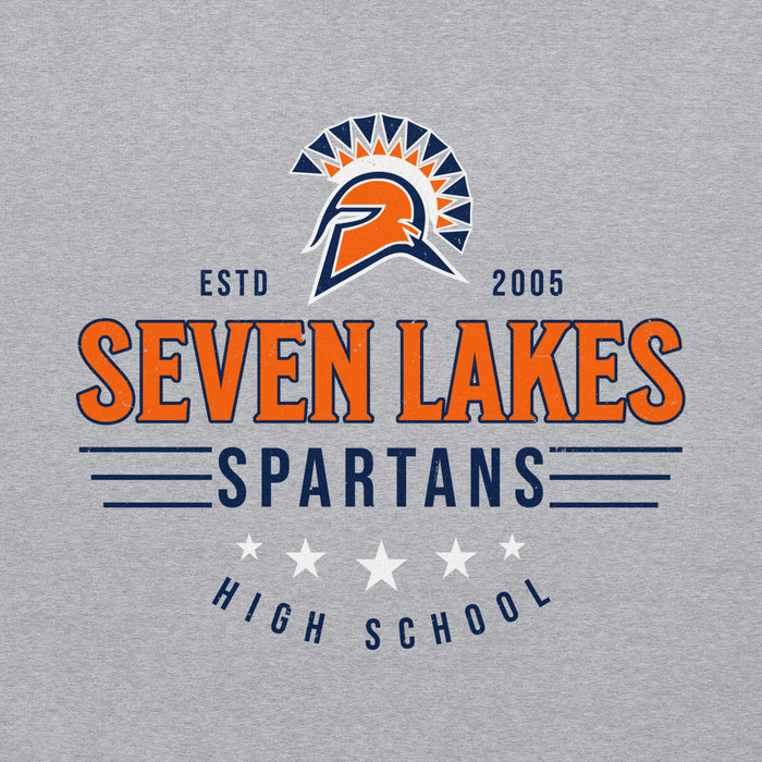 Close-up view of Seven Lakes High School Spartans Grey Classic Unisex Hoodie 217