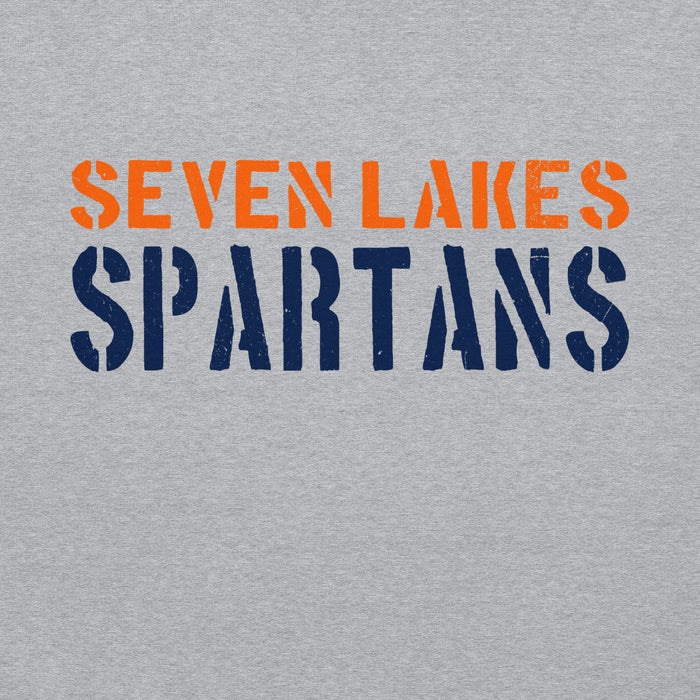 Close-up view of Seven Lakes High School Spartans Grey Classic Unisex Hoodie 017