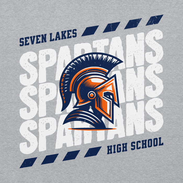 Close-up view of Seven Lakes High School Spartans Grey Classic Unisex Hoodie 223