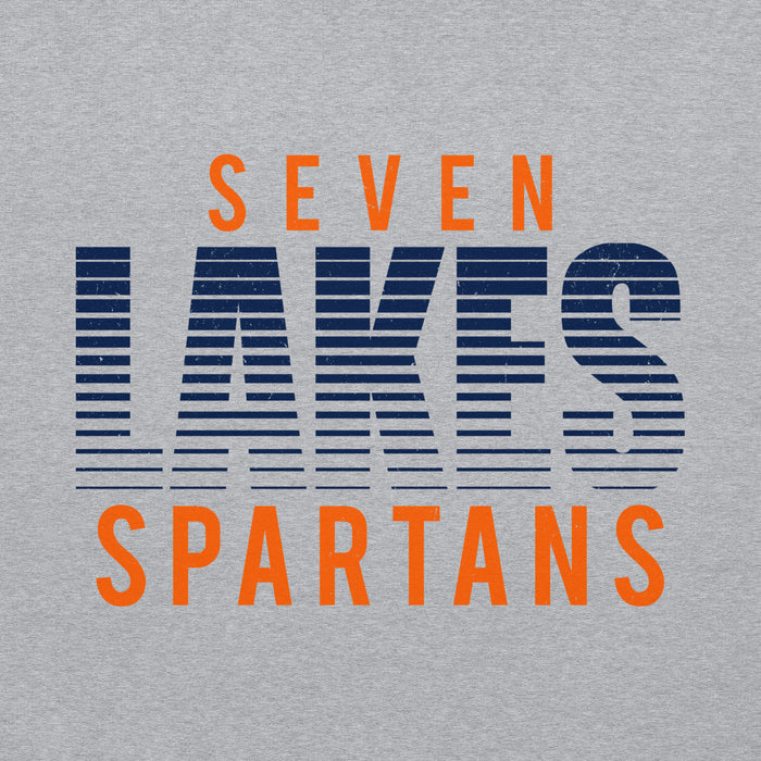 Close-up view of Seven Lakes High School Spartans Grey Classic Unisex Hoodie 024