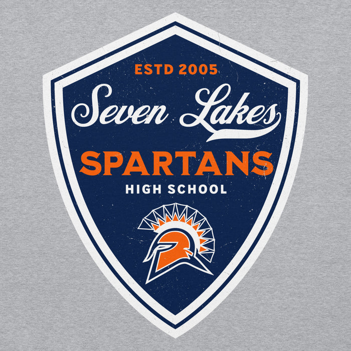 Close-up view of Seven Lakes High School Spartans Grey Classic Unisex Hoodie 225