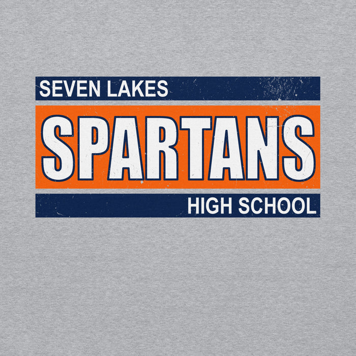 Close-up view of Seven Lakes High School Spartans Grey Classic Unisex Hoodie 098