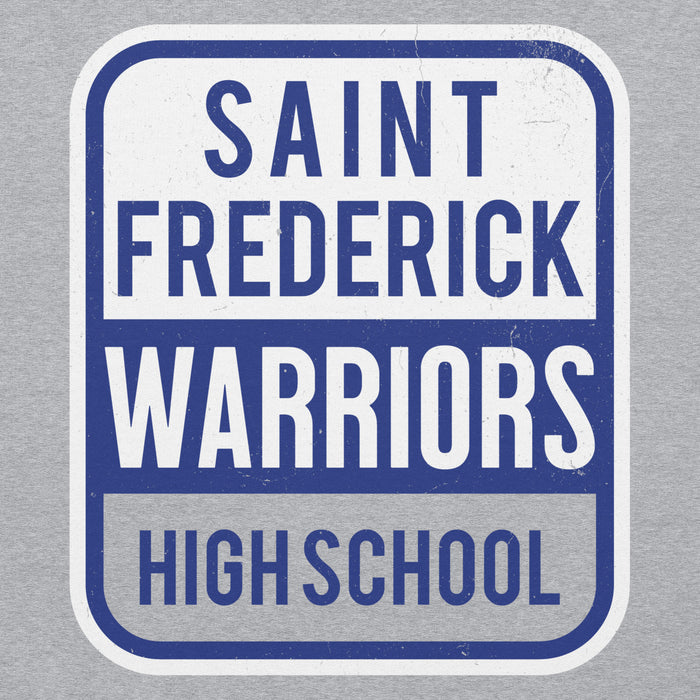 Close-up view of St. Frederick High School Warriors Grey Classic Unisex Hoodie 001