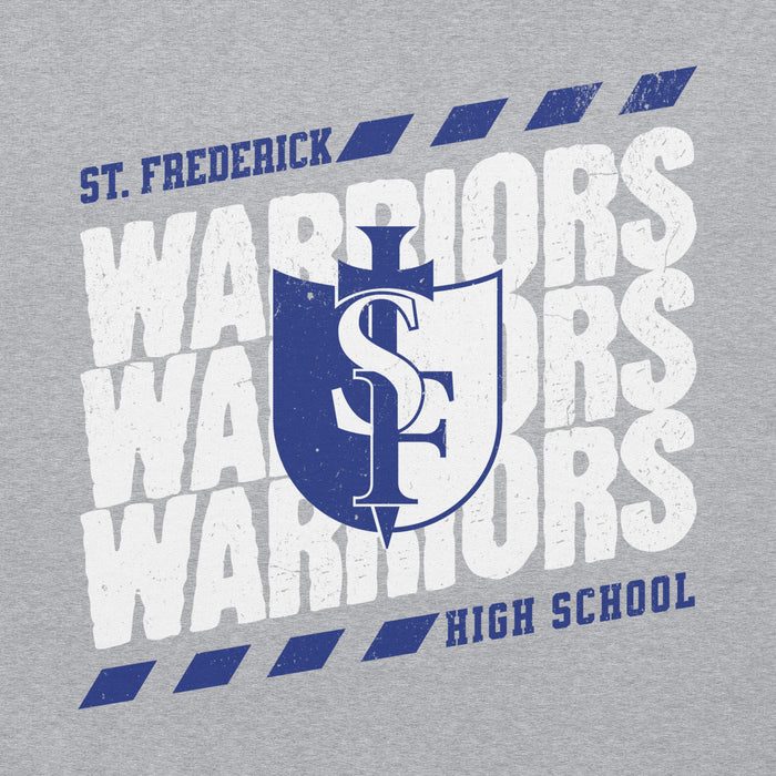 Close-up view of St. Frederick High School Warriors Grey Classic Unisex Hoodie 223