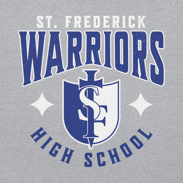 Close-up view of St. Frederick High School Warriors Grey Classic Unisex Hoodie 213