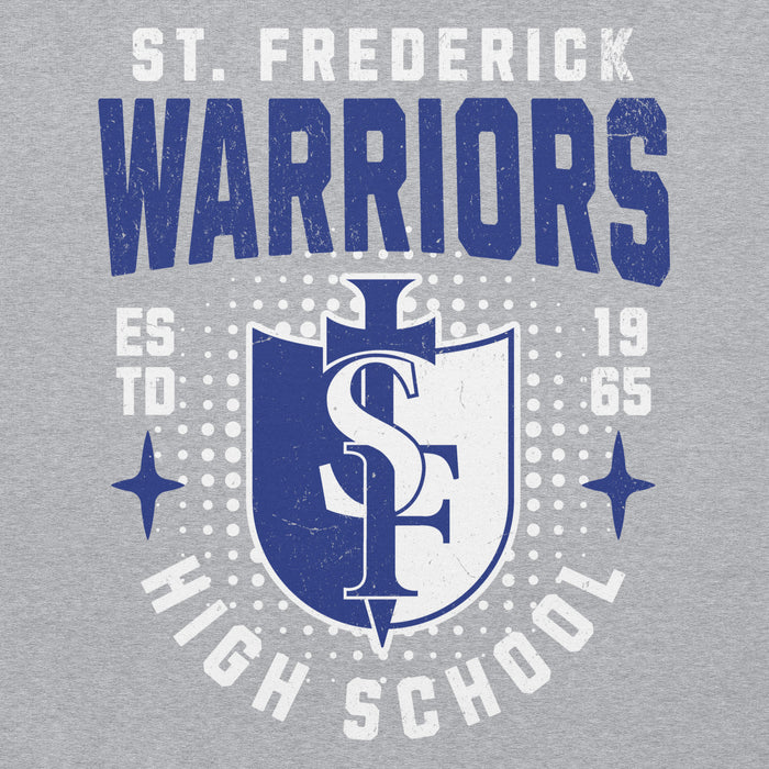 Close-up view of St. Frederick High School Warriors Grey Classic Unisex Hoodie 204