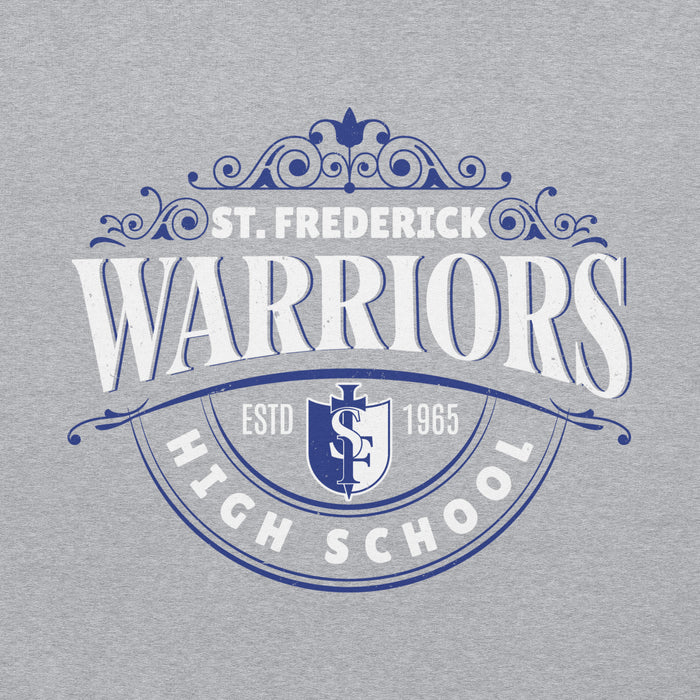 Close-up view of St. Frederick High School Warriors Grey Classic Unisex Hoodie 211