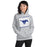 Woman wearing Taylor High School Mustangs Grey Classic Unisex Hoodie 223