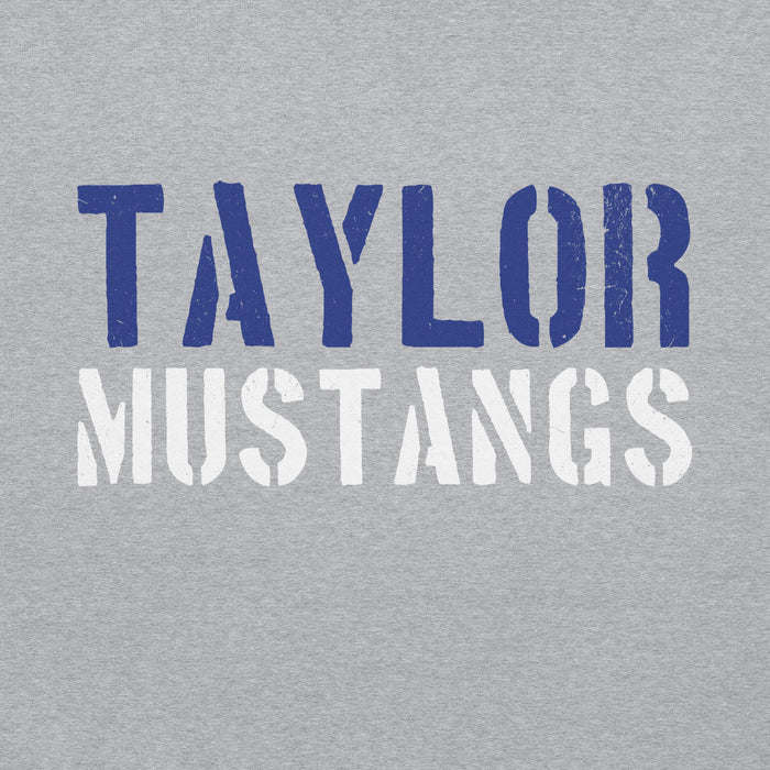 Close-up view of Taylor High School Mustangs Grey Classic Unisex Hoodie 017