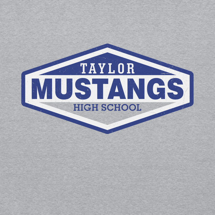 Close-up view of Taylor High School Mustangs Grey Classic Unisex Hoodie 009