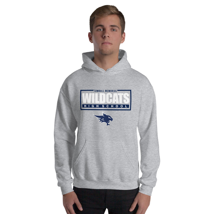 Man wearing Tomball Memorial High School Wildcats Navy Classic Unisex Hoodie 049