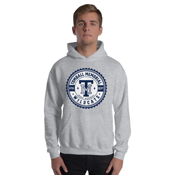 Man wearing Tomball Memorial High School Wildcats Navy Classic Unisex Hoodie 203