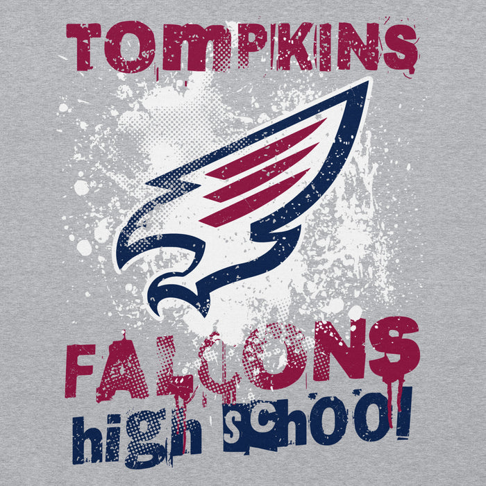 Close-up view of Tompkins High School Falcons Grey Classic Unisex Hoodie 205