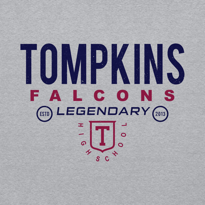 Close-up view of Tompkins High School Falcons Grey Classic Unisex Hoodie 003