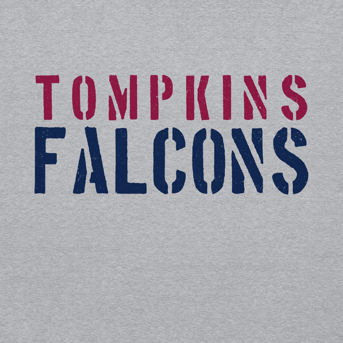 Close-up view of Tompkins High School Falcons Grey Classic Unisex Hoodie 017