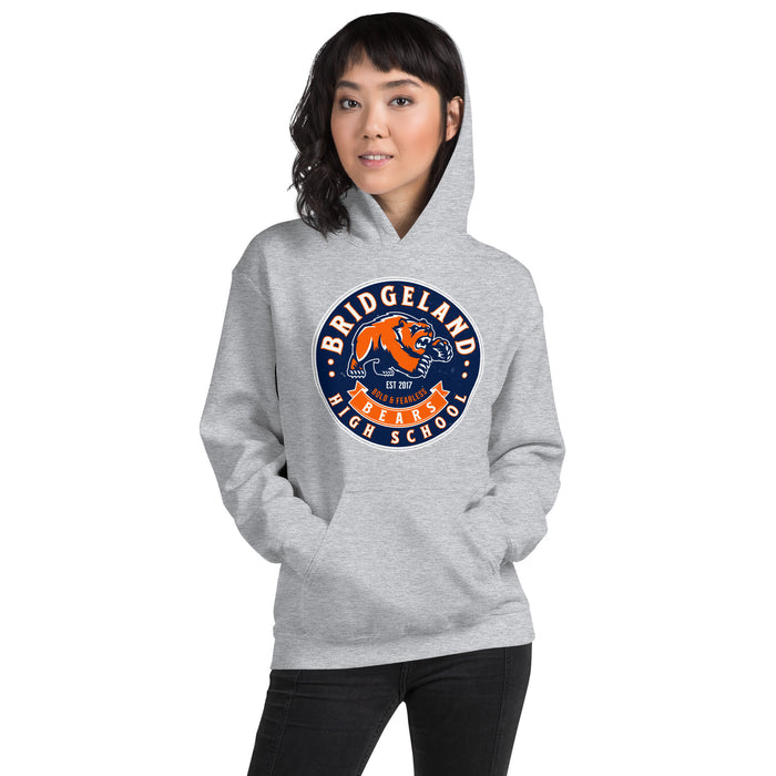 Woman wearing Bridgeland High School Bears Classic Grey Unisex T-shirt 215