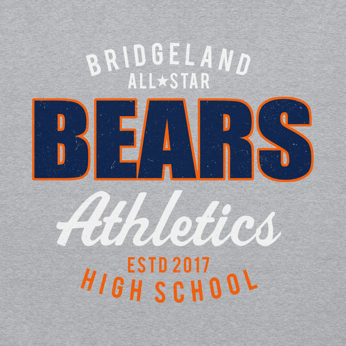 Close-up view of Bridgeland High School Bears Classic Grey Unisex T-shirt 034