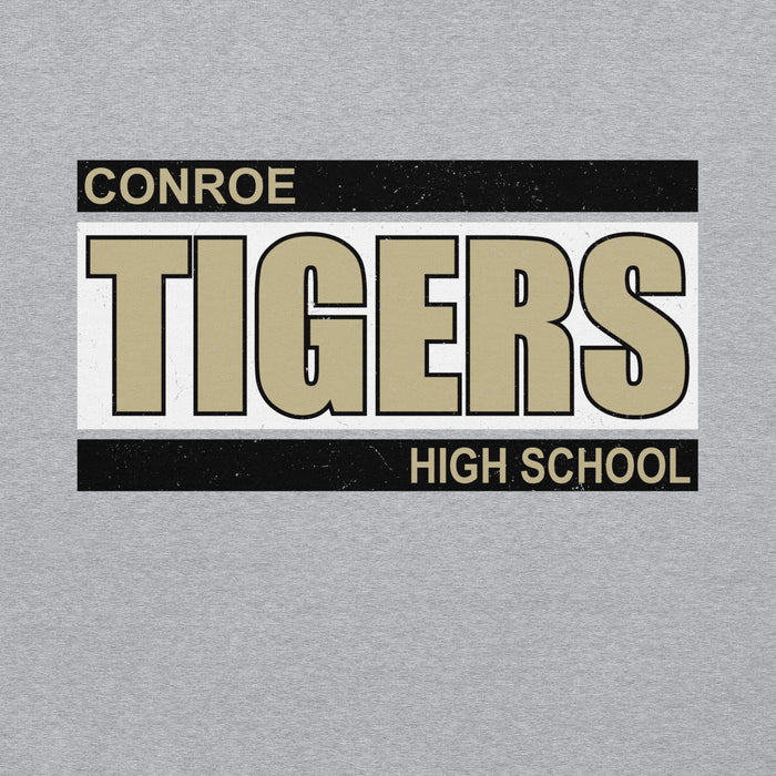 Close-up view of Conroe High School Tigers Sport Grey Classic Unisex Hoodie 098