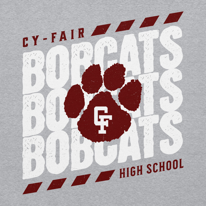 Close-up view of Cy-Fair High School Bobcats Sport Grey Classic Unisex Hoodie 223