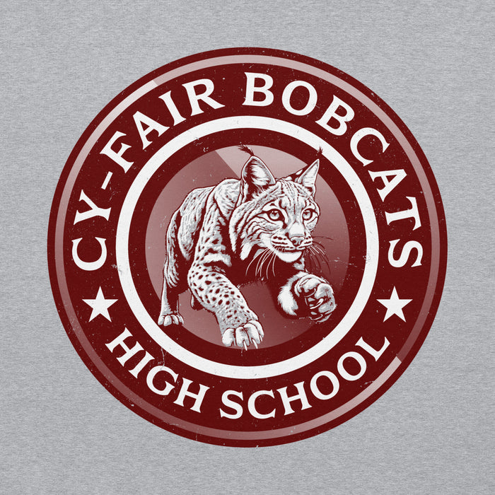 Close-up view of Cy-Fair High School Bobcats Sport Grey Classic Unisex Hoodie 222