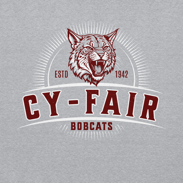 Close-up view of Cy-Fair High School Bobcats Sport Grey Classic Unisex Hoodie 221