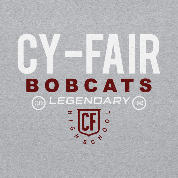Close-up view of Cy-Fair High School Bobcats Sport Grey Classic Unisex Hoodie 003