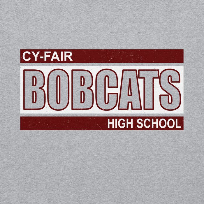 Close-up view of Cy-Fair High School Bobcats Sport Grey Classic Unisex Hoodie 098