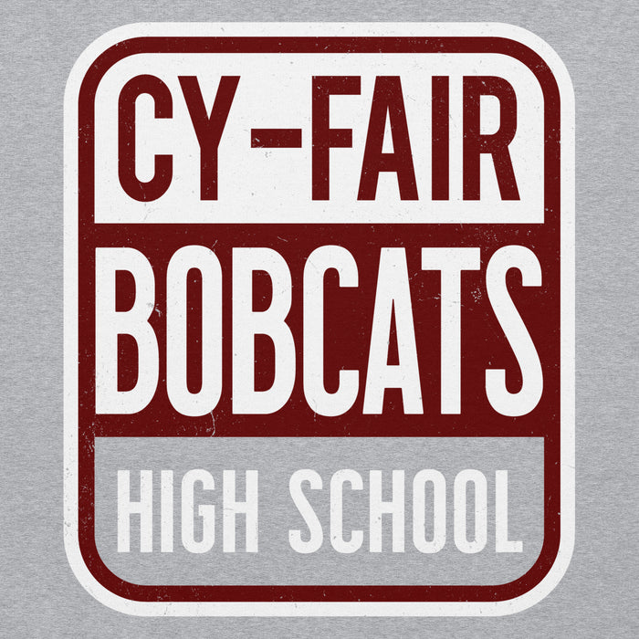 Close-up view of Cy-Fair High School Bobcats Sport Grey Classic Unisex Hoodie 001