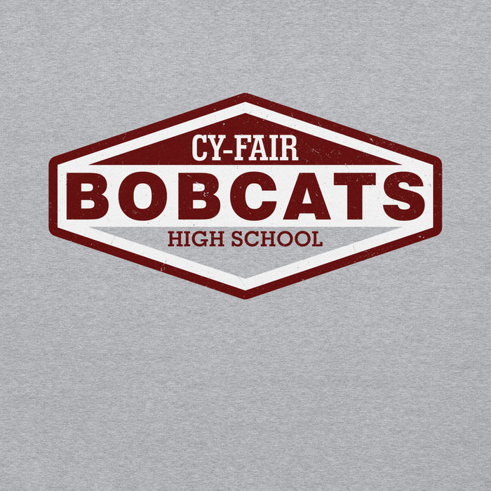 Close-up view of Cy-Fair High School Bobcats Sport Grey Classic Unisex Hoodie 009