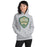 Woman wearing Cypress Falls High School Eagles Heather Grey Classic Unisex Hoodie 225