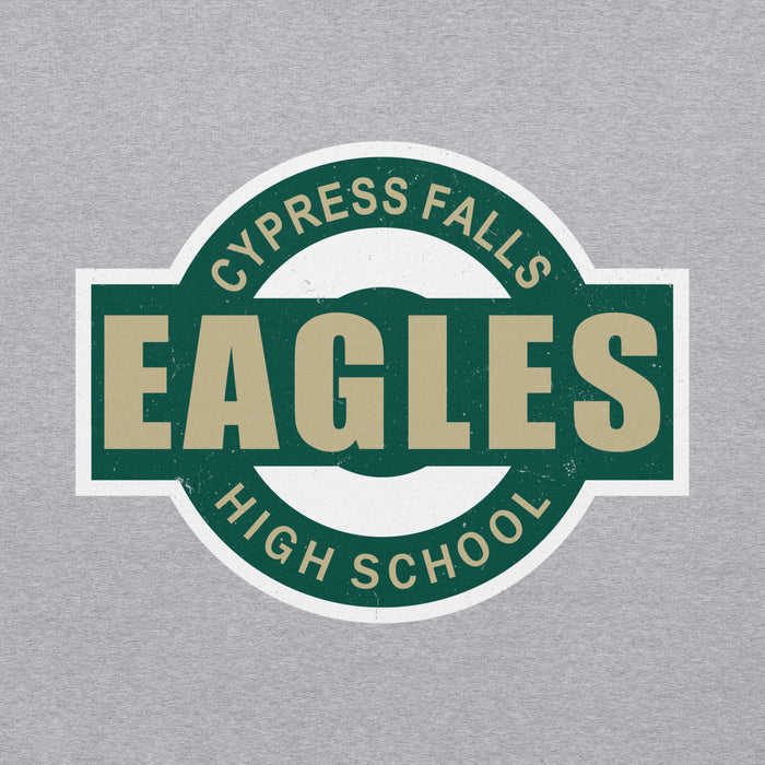 Close-up view of Cypress Falls High School Eagles Heather Grey Classic Unisex Hoodie 011