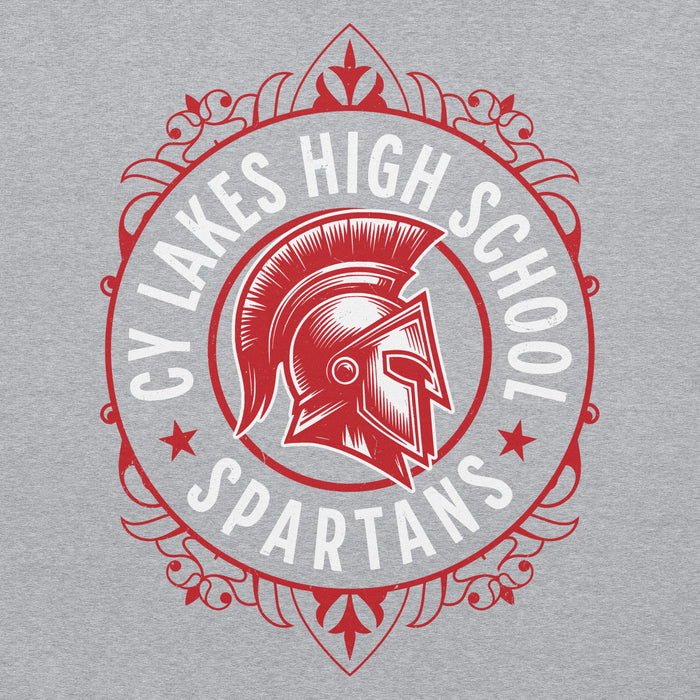 Close-up view of Cypress Lakes High School Spartans Heather Grey Classic Unisex Hoodie 227