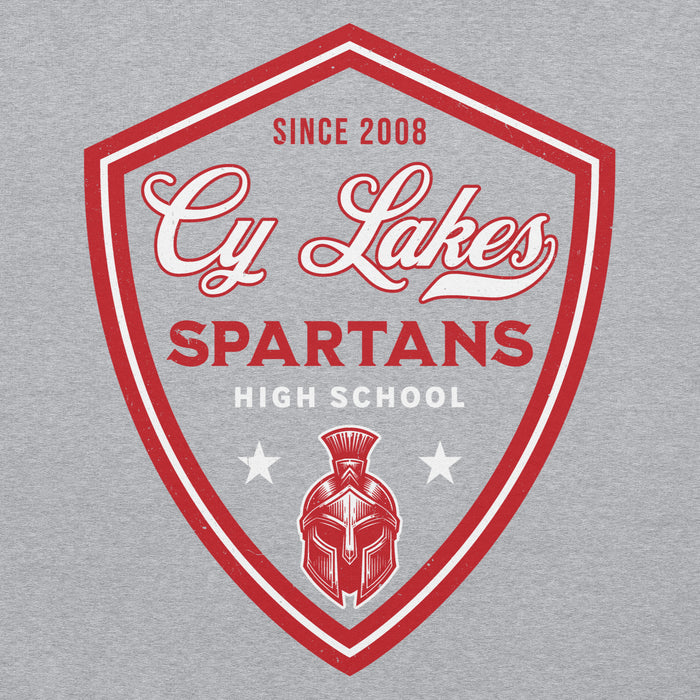Close-up view of Cypress Lakes High School Spartans Heather Grey Classic Unisex Hoodie 225