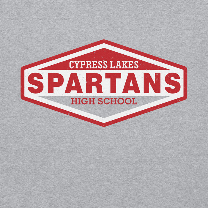 Close-up view of Cypress Lakes High School Spartans Heather Grey Classic Unisex Hoodie 009