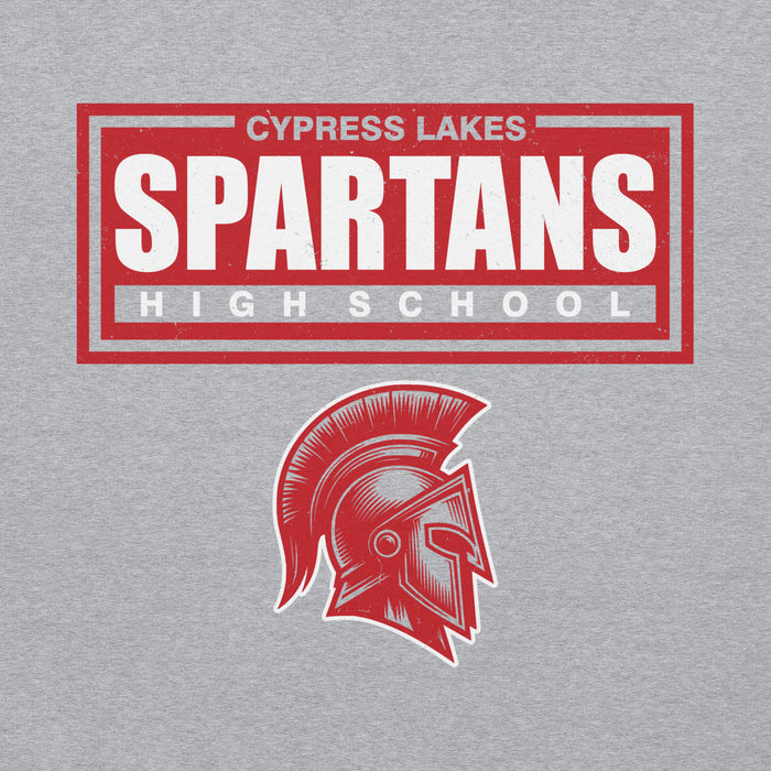 Close-up view of Cypress Lakes High School Spartans Heather Grey Classic Unisex Hoodie 049