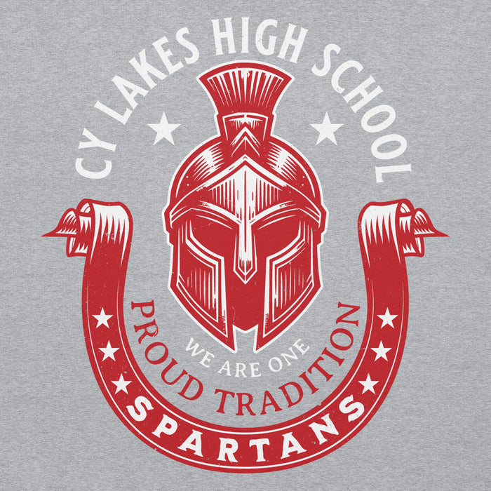 Close-up view of Cypress Lakes High School Spartans Heather Grey Classic Unisex Hoodie 229