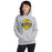 Woman wearing Cypress Ranch High School Mustangs Heather Grey Classic Unisex Hoodie 209