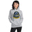 Woman wearing Cypress Ranch High School Mustangs Heather Grey Classic Unisex Hoodie 219