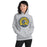 Woman wearing Cypress Ranch High School Mustangs Heather Grey Classic Unisex Hoodie 220