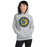 Woman wearing Cypress Ranch High School Mustangs Heather Grey Classic Unisex Hoodie 216