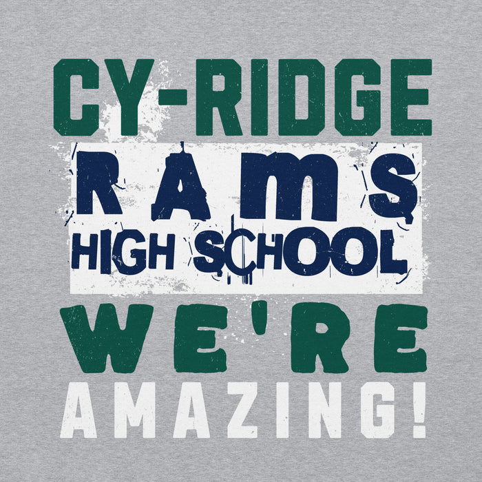 Close-up view of Cypress Ridge High School Rams Sport Heather Classic Unisex Hoodie 231