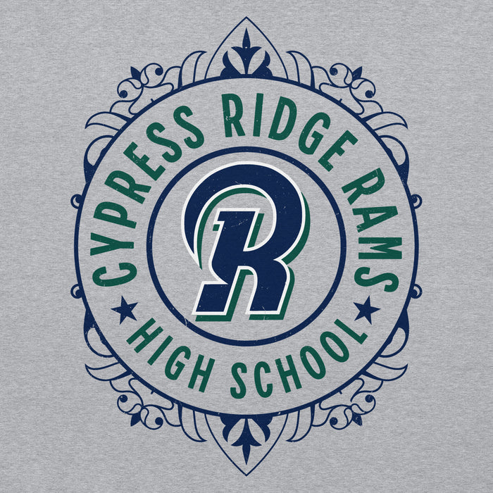 Close-up view of Cypress Ridge High School Rams Sport Heather Classic Unisex Hoodie 227