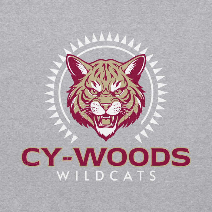 Close-up view of Cypress Woods High School Wildcats Heather Grey Classic Unisex Hoodie 226