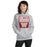 Woman wearing Cypress Woods High School Wildcats Heather Grey Classic Unisex Hoodie 001