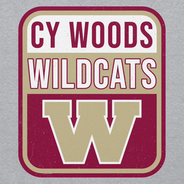 Close-up view of Cypress Woods High School Wildcats Heather Grey Classic Unisex Hoodie 001